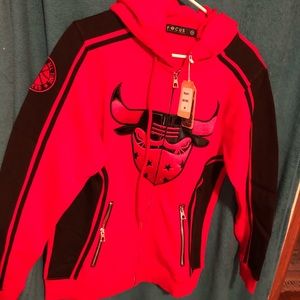 Men’s Red with Black Bull design ZipUp